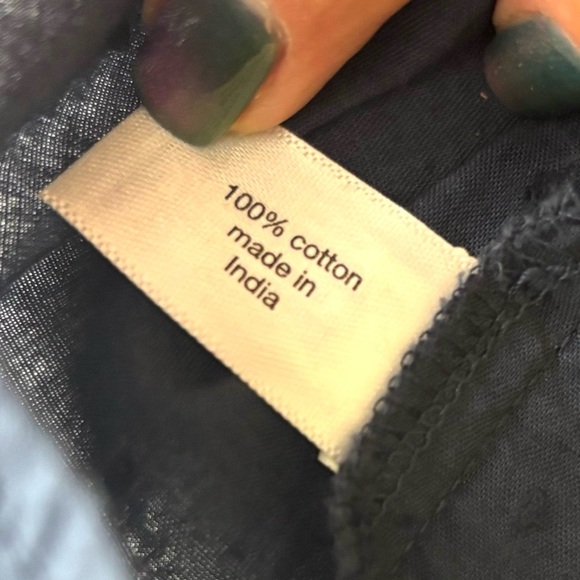 Lane Bryant Dark Blue 100% Cotton Long-Sleeve Flounce Button-Down Top (24) - Picture 12 of 12